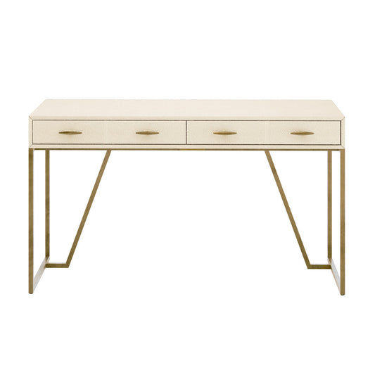 Hampton Desk Dressing Table Ivory Shagreen 2 Drawer